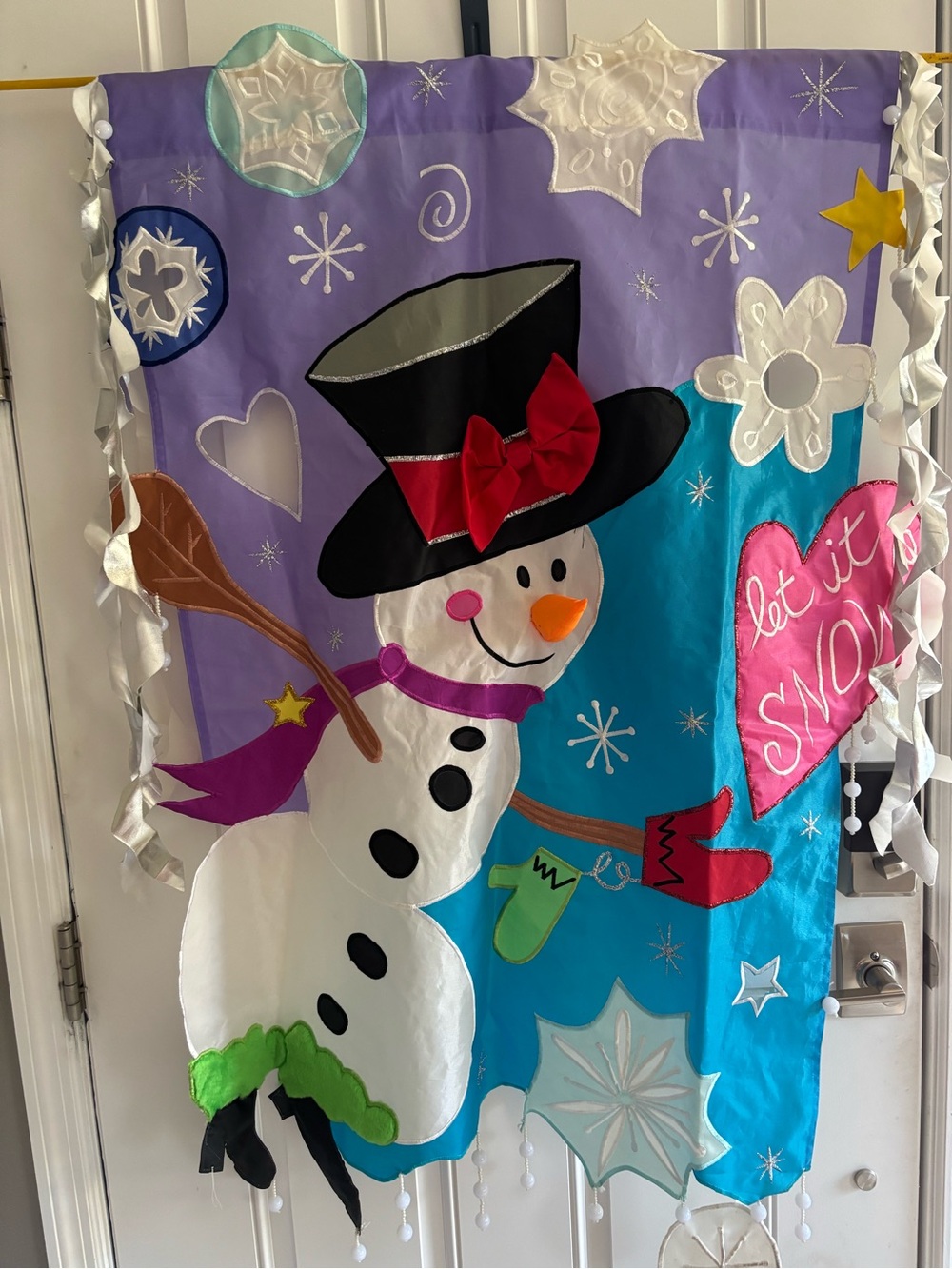 Karen Rossi Let It Snow Holiday Snowman Flag Handcrafted